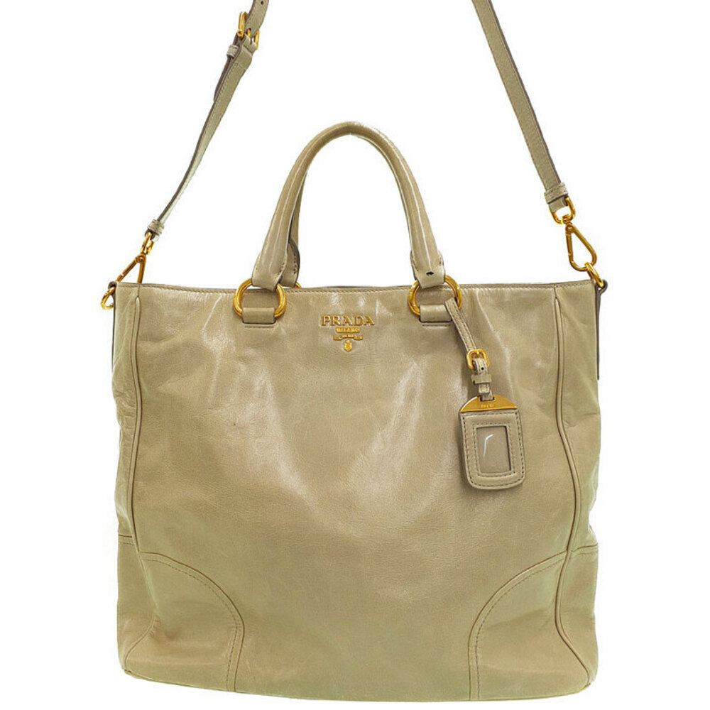 Prada Vitello Shine tote bag in Argilla Tan - Picture 1 of 9